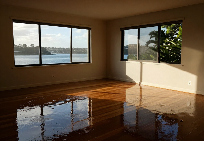 Water-damaged wall in a Mount Druitt home before drying